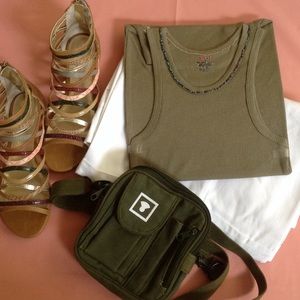 100% Cotton Hand Beaded Tank Top NWT